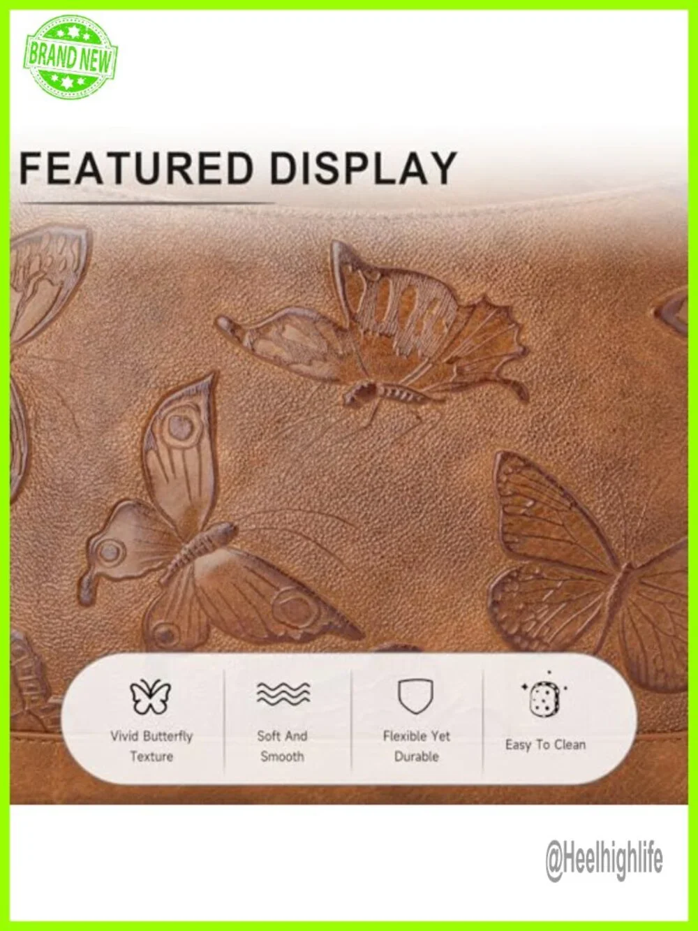 Vegan Leather Medium Butterfly Hobo Crossbody Purse Shoulder Bag
